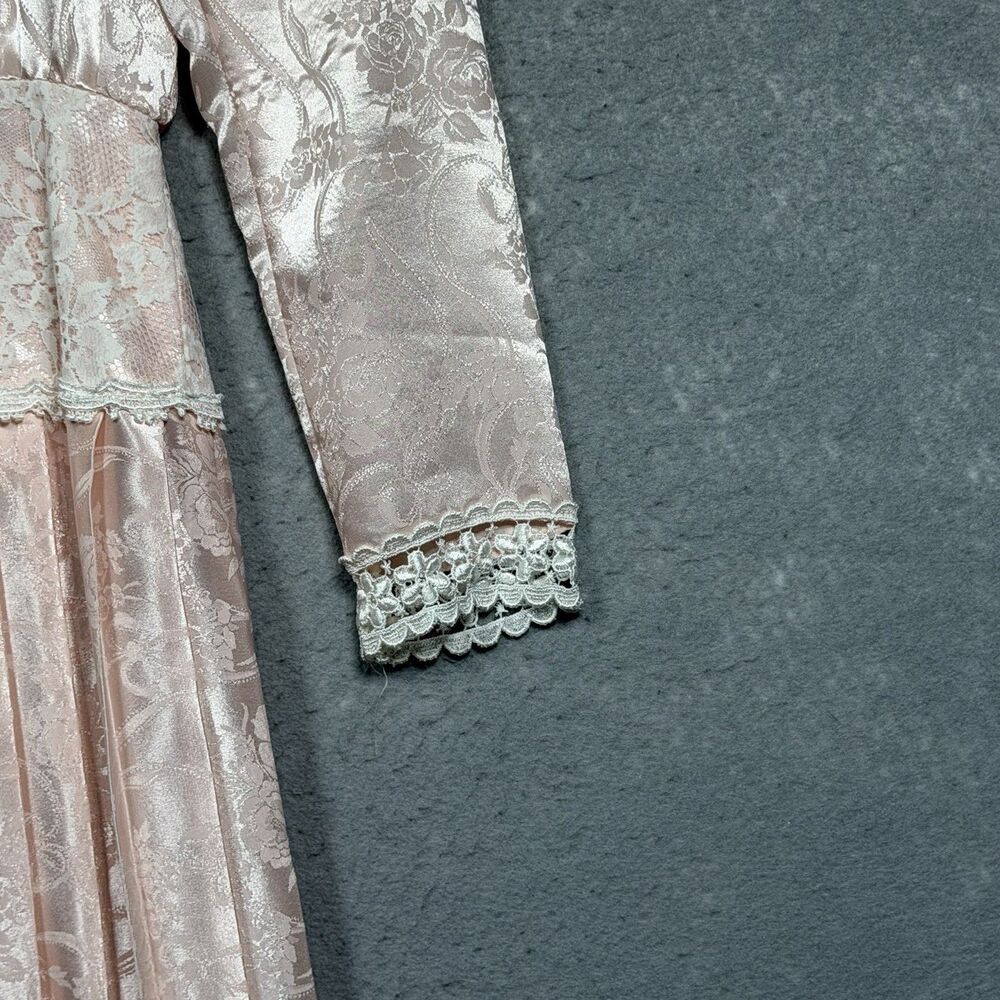 Vintage Scott McClintock Satin Lace Dress Size 8 Pink Victorian Prairie Y2K - Picture 5 of 14